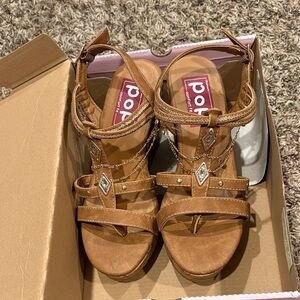 Pop Tan Women's Sandals with Chain Detail